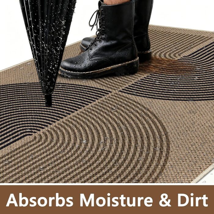 Килимок для дому та вулиці 50x80 см, джутовий, з антиковзаючим покриттям, для входу, балкону (Чорно-коричневий)