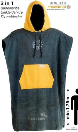Musegear Surf Poncho - Adult - Mobile Changing Room - One Size - Orange/Anthracite – Changing Aid and Cozy Robe - Stylish and Practical