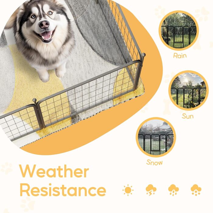 Металевий вольєр для собак, 61 см, 8 панелей, чорний. Ідеально для дому, вулиці, кемпінгу, саду, тераси.