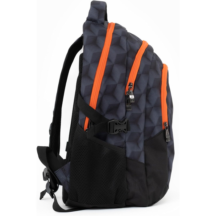 Ергономічний шкільний рюкзак Budmil для хлопчиків та дівчаток 32L - для підлітків та дітей від 5 класу - водонепроникний, з 3 відділеннями та вентильованою спинкою (Edwin Orange)