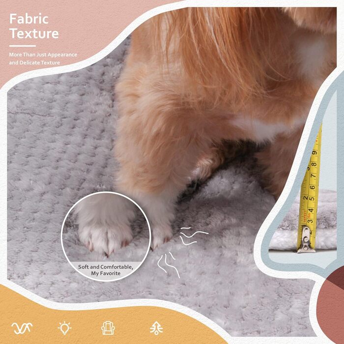 М'який килимок для собак та котів 60x80 см, білий з принтом кісток, машинне прання