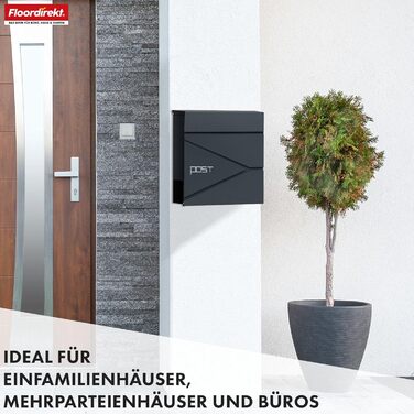 Поштовий ящик Floordirekt Jean Anthrazit з газетницею, замком та великим отвором для кореспонденції, антрацит