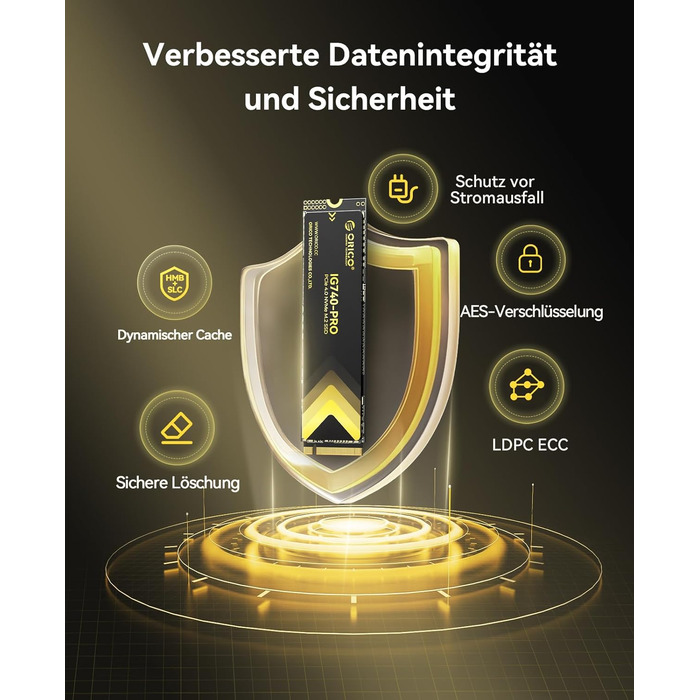 SSD Orico 1TB M.2 NVMe PCIe 4.0 (IG740PRO) - Швидкість до 7100 МБ/с, TLC 3D NAND, з радіатором, для ПК, ноутбука, PS5