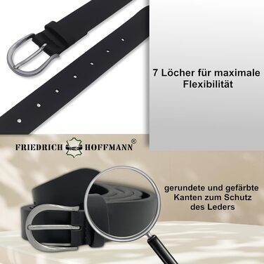 Жіночий шкіряний ремінь Friedrich Hoffmann чорний, вузький, 3 см, виготовлено в Німеччині, довжина 110 см, обхват 95 см