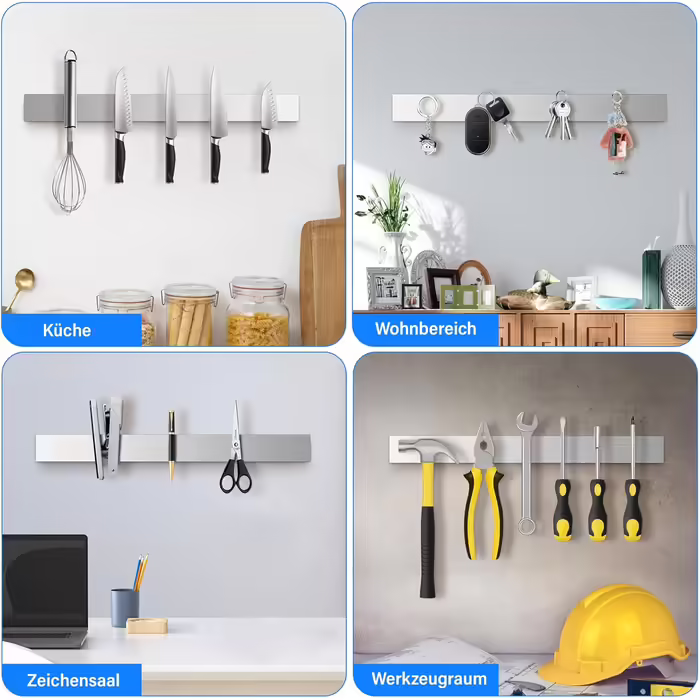 Magnetic Knife Strip 30cm, Stainless Steel Knife Holder Magnetic, Magnetic Knife Holder Screw, Self-Adhesive Magnetic Strip for Knives and Utensils