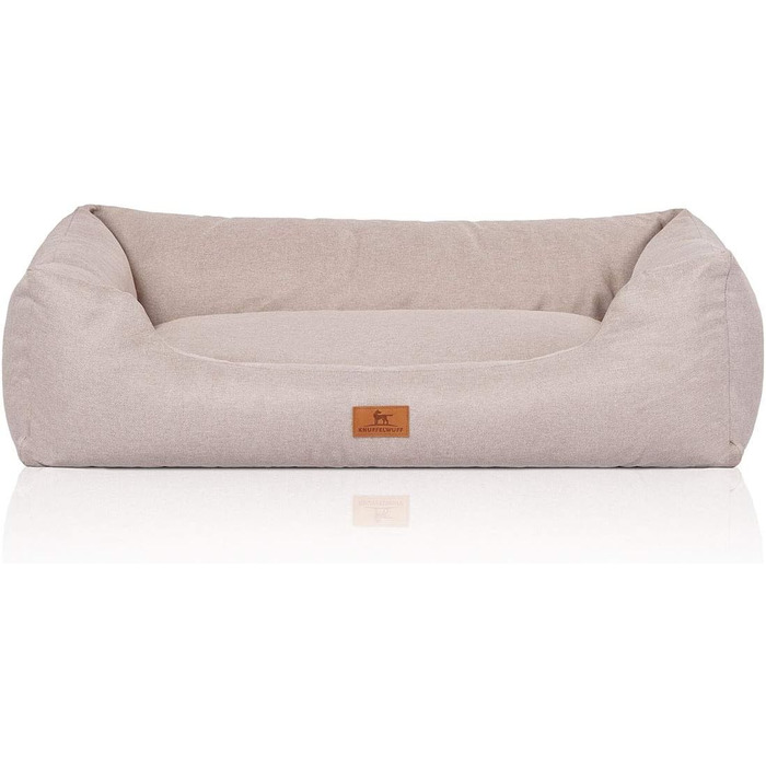 Ліжко для собак Knuffelwuff Emma з велюру, пастельні кольори, XL 105 x 75 см, бежеве, знімний чохол, легко мити, для великих, середніх та маленьких собак