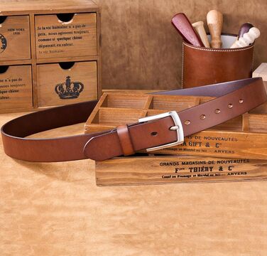 Чоловічий шкіряний ремінь BELTER, 38 мм, для джинсів, з подарунковою коробкою, розмір L (105 см), колір коричневий