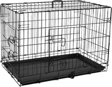 Клітка для собак 60x43x48 см, складана переноска з металу для собак, 2 дверцята, переноска для тварин, авто-переноска, клітка для собак Small