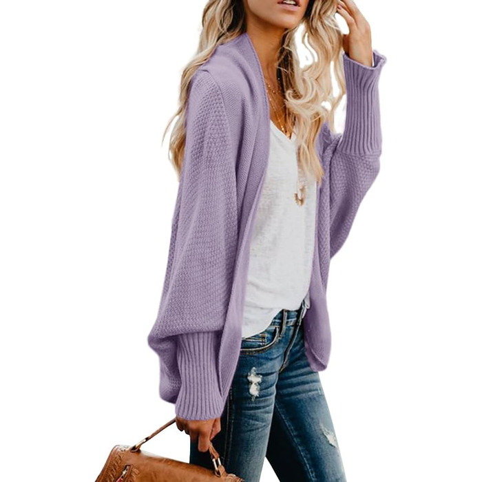 Кардиган жіночий Mafulu оверсайз з відкритим спереду, модель Кімоно, лавандовий (XL)