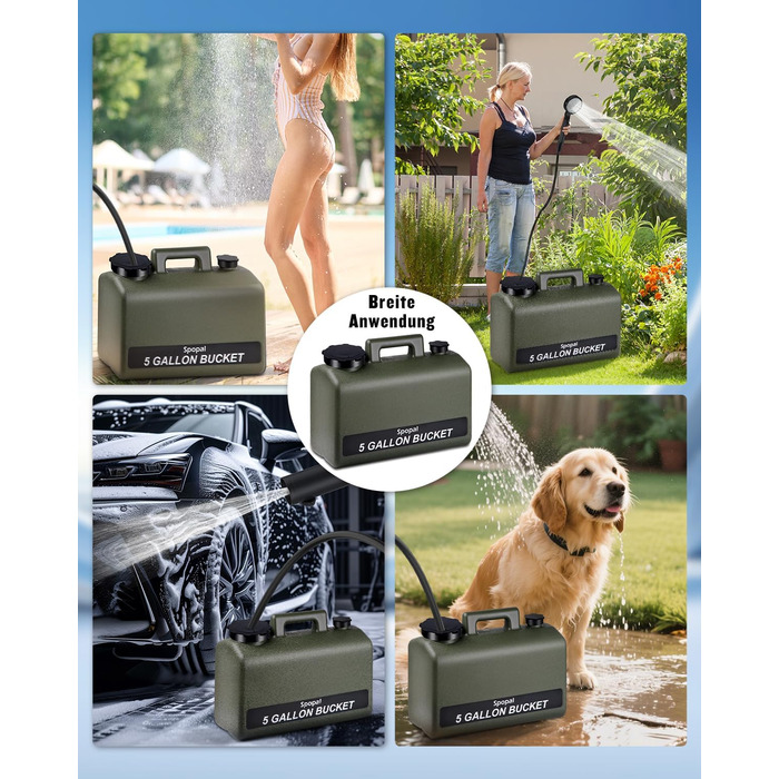 Портативна душова кабіна для кемпінгу з акумулятором 10000mAh та 20л баком. Комплект для відпочинку на природі, в авто та для миття тварин