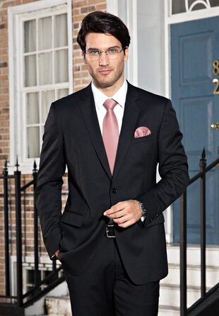 Краватка для чоловіків HISDERN з кишеньковим хустинкою в горошок, для весілля, класичний стиль, бізнес, набір краваток та хустинки, універсальний розмір (A-22 Blush Pink)