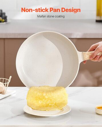 Набір посуду VEVOR індукційний 19 предметів з кришками, антипригарне покриття, для кухні, кемпінгу, приготування соусів (білий)