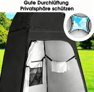 Намет для туалету та душу, переносний шатрів для відпочинку, переодягання та приватності на природі. Модель для кемпінгу та пляжу з сумкою, захист від сонця UV 50+ (Чорний)