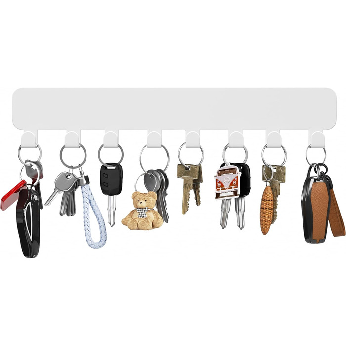 Ключниця Pickpiff з 8 гачками, органайзер для ключів на стіну, ключниця для дому, декор (Білий, Комплект)