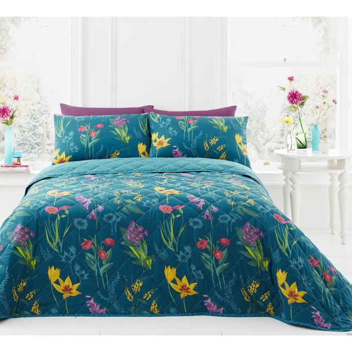 Комплект постільної білизни Dreams & Drapes Ingrid, блакитно-зелений, для ліжка King, легкий у догляді
