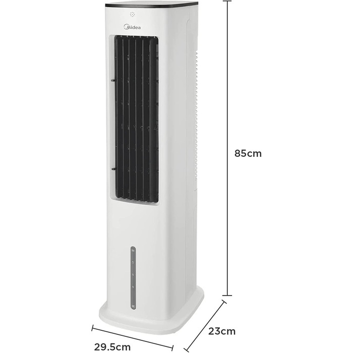 Midea 4-in-1 Portable Air Conditioner, Tower Fan with Water Cooling & Humidifier - Mobile Air Cooler with 5L Water Tank, 355m³/h Airflow, Ionizer, Remote Control (55W, White)