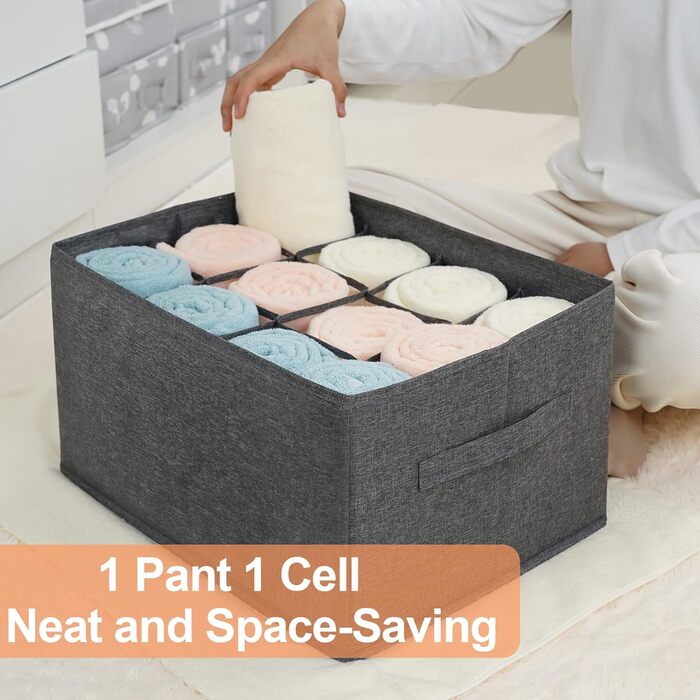 EASEVE Closet Organizer Drawer Storage Box for Clothes - 12 Cell Drawer Organization System Closet Clothes Storage Boxes for Jeans, Pants, Towel, Shirt, Sweater (1 Piece)