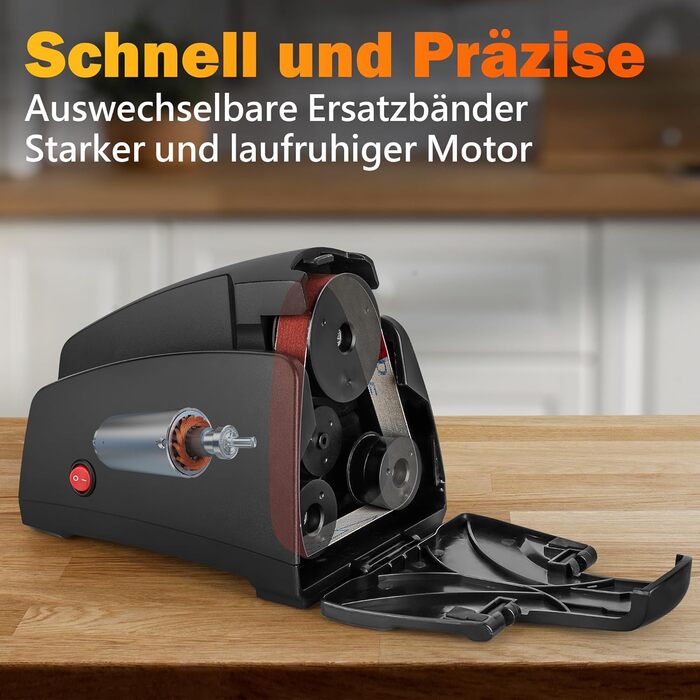 Електричний точило для ножів Band Messerschärfer TG2002 - професійний точило з 4 ступенями для конвексної заточки ножів