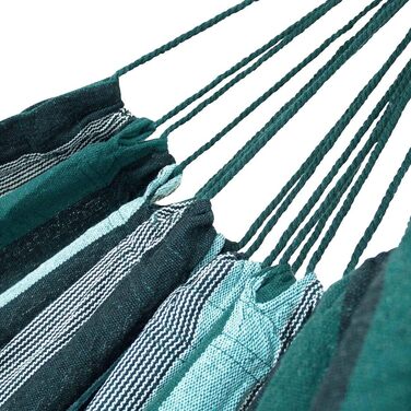 Гамак yourGEAR Cebu XXL 220x160 см, бавовна, зелений/блакитний, до 300 кг, для двох осіб, з сумкою