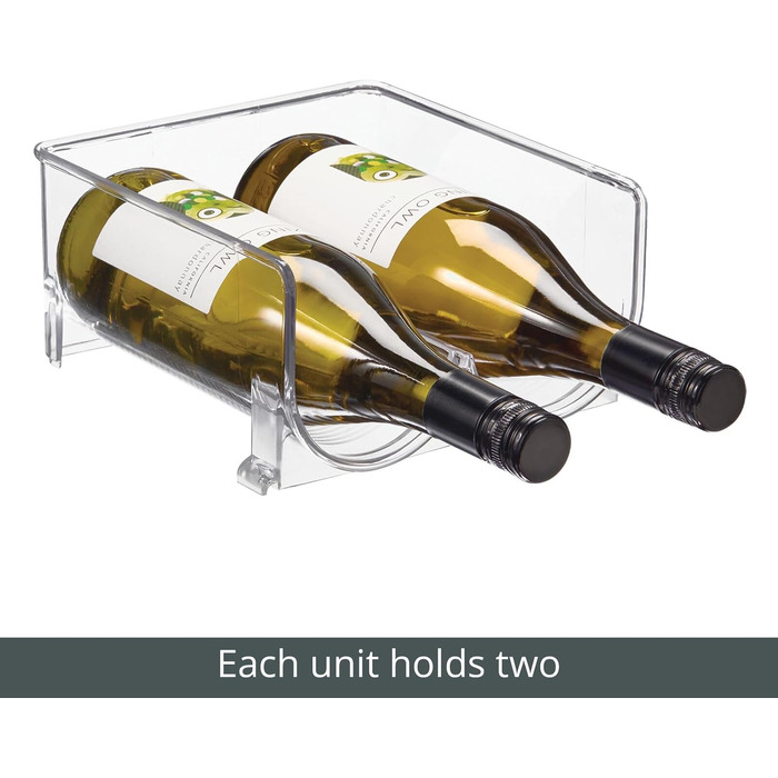 mDesign Wine Rack for Eight Bottles – Stackable Bottle Holder for Your Beverage Storage in the Kitchen – Clear