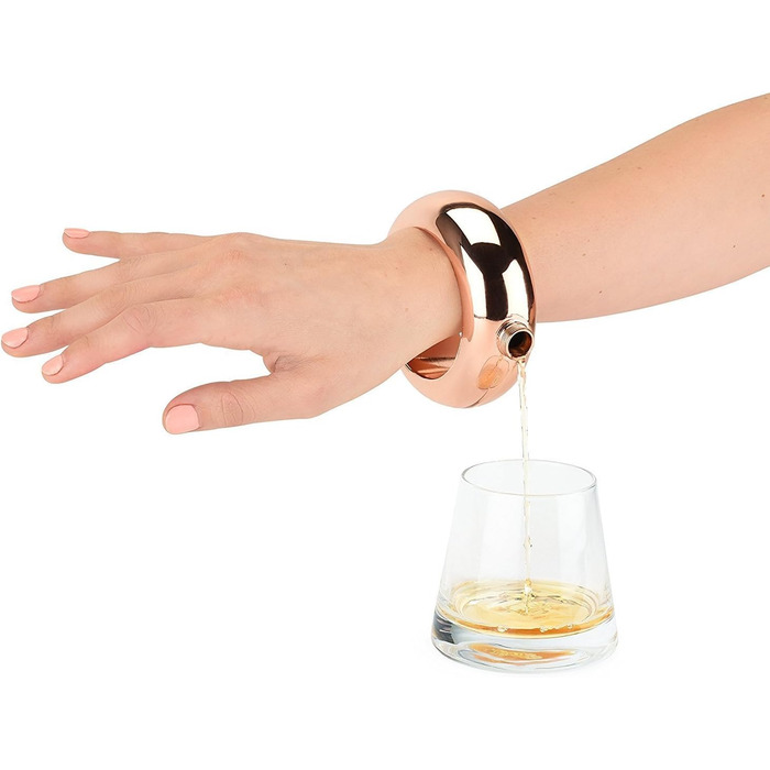 Набір флакончиків Qingo з браслетом, перстнем та флаконом, креативний нержавіючий сталь, 304 сталь, 100 мл, чорний з кришкою зі стразами (рожевий з кришкою зі стразами)