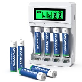 Акумуляторний зарядний пристрій + 8 AAA акумуляторів NiMH 1.2V 1100mAh, LCD дисплей