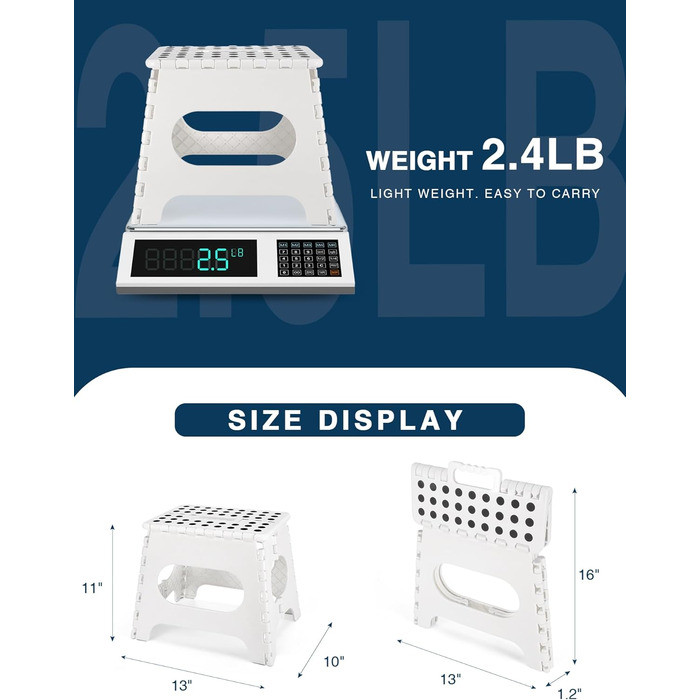 Складний табурет HOUSE DAY 27см чорний, 150кг, з антиковзними ніжками та ручкою, для кухні, ванної, дитячої кімнати, кемпінгу