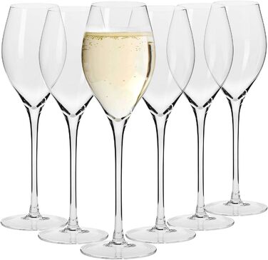 Кроснo Champagnergläser Prosecco-Gläser | Набір 6 | 280 мл | Колекція Harmony | Сектарі, шампань | Ідеально для дому, ресторанів та свят | Можна мити в посудомийній машині Prosecco 280 мл (6 шт.)