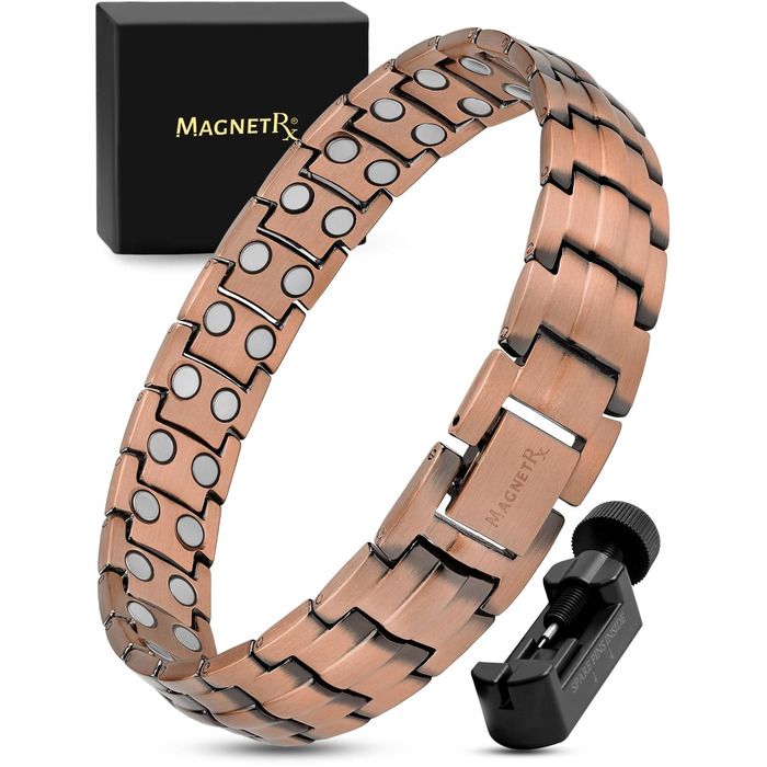 Магнітний браслет MagnetRX® для чоловіків з чистої міді - Браслет для магнітної терапії, ідеальний при артриті та синдромі карпального тунелю - З інструментом для регулювання розміру (Classic Style)