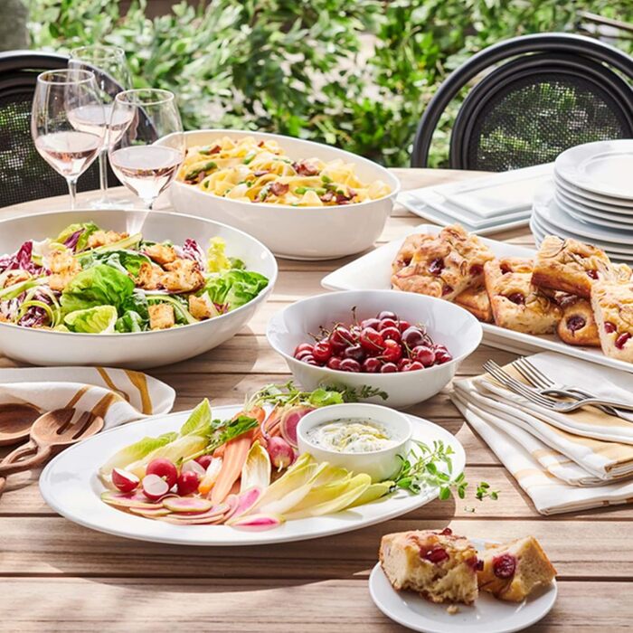 UIBFCWN Porcelain Serving Platter Set of 2, 35.5 X 23.3 cm, Oval Large Serving Tray Set, Ceramic Serving Plates/Dinner Plates for Buffets, Sushi, Cakes, Meat, Fish, Appetizers at Home/in Restaurants