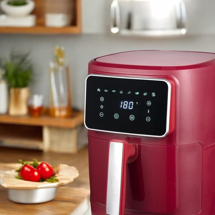 Фритюрниця без олії Bergner MAROON 1800W 6.9L з керамічним покриттям, 8 програм, таймер до 30 хв