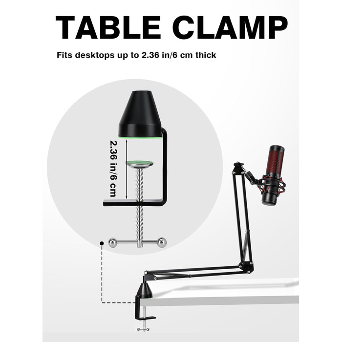 Кріплення для мікрофона FIFINE AM8 - Шарнірний стійкий кронштейн для мікрофона, сумісний з FIFINE Recording XLR/USB мікрофонами, AM8, YOUSHARES, для настільного встановлення
