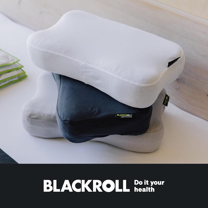 BLACKROLL® Recovery Pillow Set (50 x 30 cm), orthopedic pillow with additional cover, ergonomic head pillow with travel bag, neck pillow made of viscose memory foam, Made in Germany, Climate pillow + Climate pillow cover