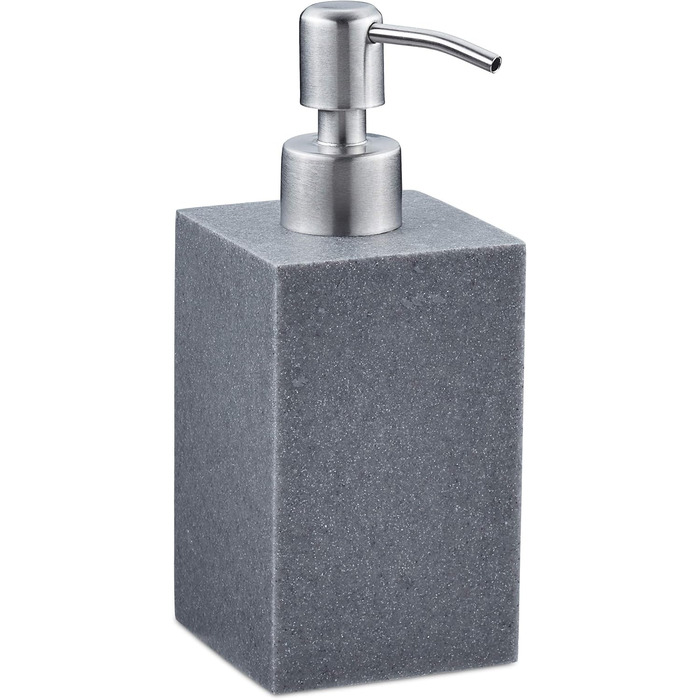 Дозатор для мила Relaxdays 300 мл, наповнюваний, для ванної/кухні, білий (сірий), полірезин, нержавіюча сталь