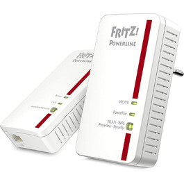 Набір FFRITZ!Powerline 1240E/1000E WLAN: Wi-Fi точка доступу, 1200 Мбіт/с, для медіа-стримінгу та NAS, білий