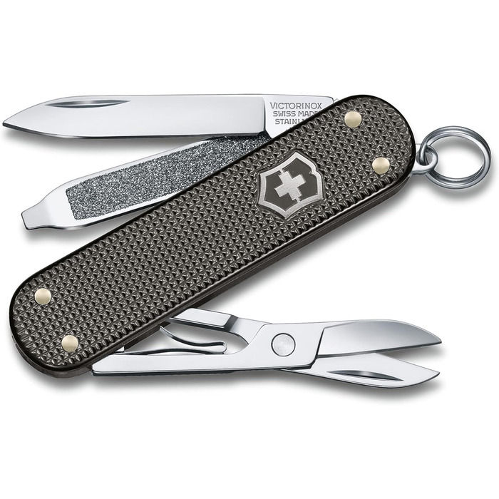 Нож VICTORINOX Classic SD Alox Limited Edition 2022, 5 функцій, Swiss Made, мультитул з ножицями, сірий, у подарунковій коробці
