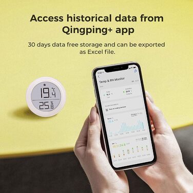 Qingping Electronic Ink Screen Hydrometer Humidity Indoor T-Version CGG1T, Temp and RH Monitor Support Homekit Siri Thread