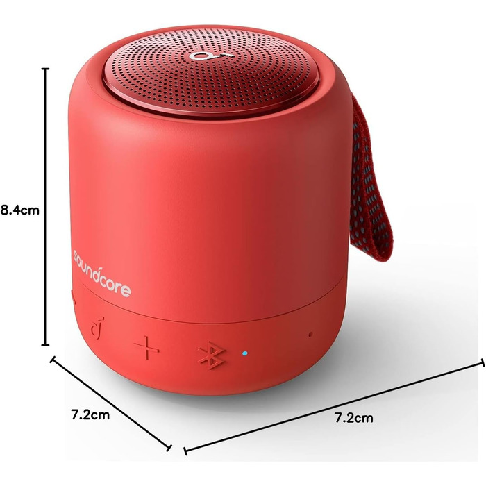 Портативна Bluetooth колонка soundcore Anker Mini 3 з BassUp, PartyCast, USB-C, IPX7 захист, червона