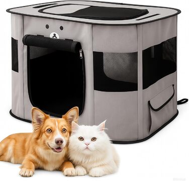 Портативний вольєр для цуценят та котів ALLSOPETS, розкладний, XXL, сірий