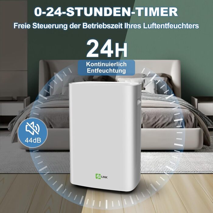 Електричний осушувач повітря 9л/24г, тихий, з дитячим замком та захистом від переливу, автоматичний перезапуск, для спальні, ванної, підвалу та пральні