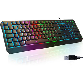 KLIM Chroma: Бездротова ігрова клавіатура AZERTY (USB) - Чорна, RGB, Водостійка, Ергономічна