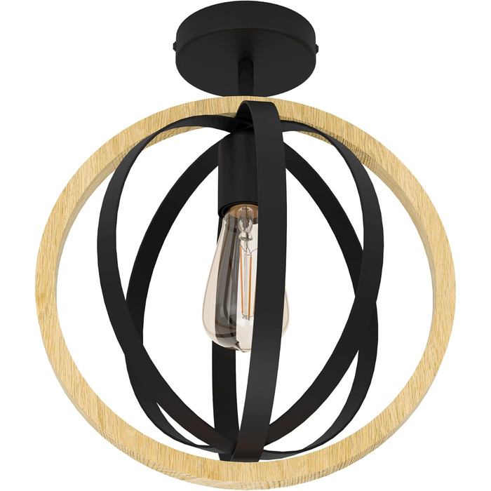 Настільна лампа EGLO Basildon 1: мінімалістичний дизайн, дерево, текстиль, метал, для вітальні та спальні, з вимикачем, цоколь E27