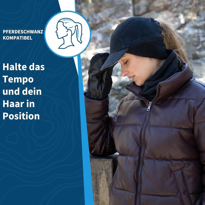 Мутка флісова TrailHeads Sport для жінок з отвором для хвістя та світловідбиваючим краєм, чорна