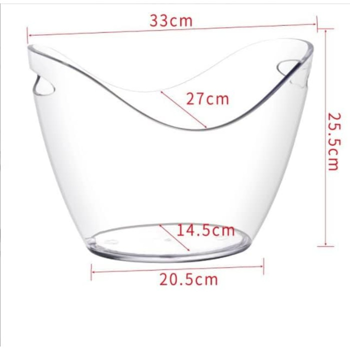 Емальований відро для шампанського 8L, відро для льоду, охолоджувач для вина та шампанського, велике відро для льоду, контейнер для фруктів та овочів (прозорий)