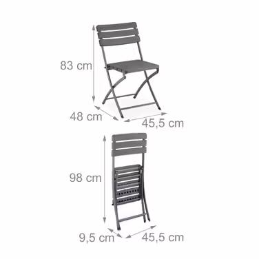 Relaxdays Balcony Furniture Set, 3-Piece, Wood-Look