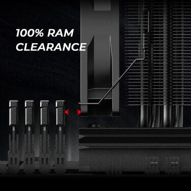 ID-COOLING SE-214-XT Black: Кулер CPU з чорним дизайном, 4 теплові трубки, 120мм вентилятор, сумісний з LGA1700/1851/1200/115X, AMD AM5/AM4