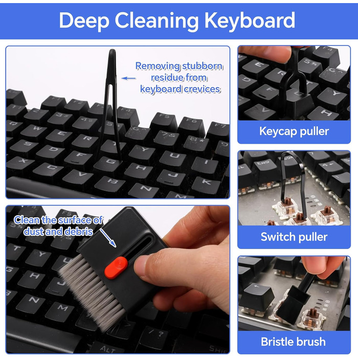 Набір для чищення електроніки 32 в 1 з щіткою. Багатофункціональне приладдя для Airpods, клавіатур, ноутбуків, телефонів, навушників (чорний)