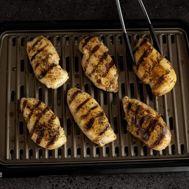 George Foreman Smokeless Grill - Indoor BBQ with Adjustable Temperature, Dishwasher-Safe Grill Plate, and Fat Tray