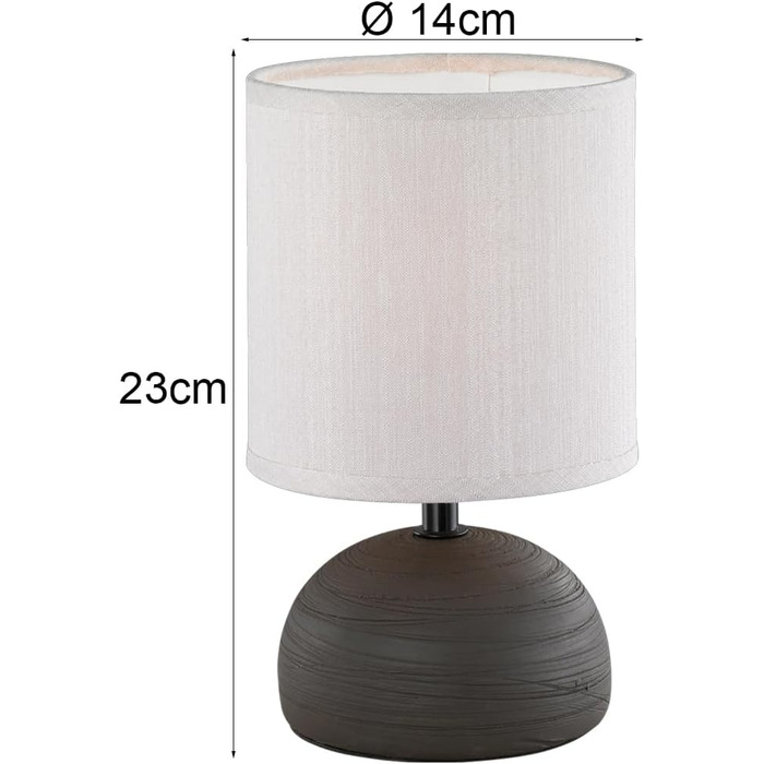 Настільна лампа Reality Leuchten Luci R50351035 з керамічним цоколем під дерево та бежевим абажуром, 1xE14 (коричнева)