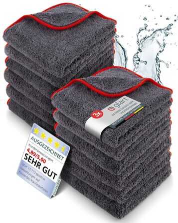 Мікрофібра для автомобіля Glart 443TPO4, 12 шт, 40x40 см, 600 GSM, серветки для полірування та чистки авто, червоні